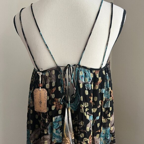 Natural Life The Alice Metallic Blue Floral Maxi Dress Size XS - Picture 6 of 10